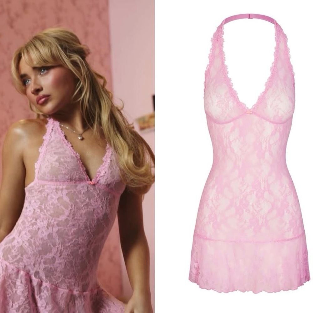 NWT Skims Sold Out Stretch Lace Halter Mini Dress - Medium